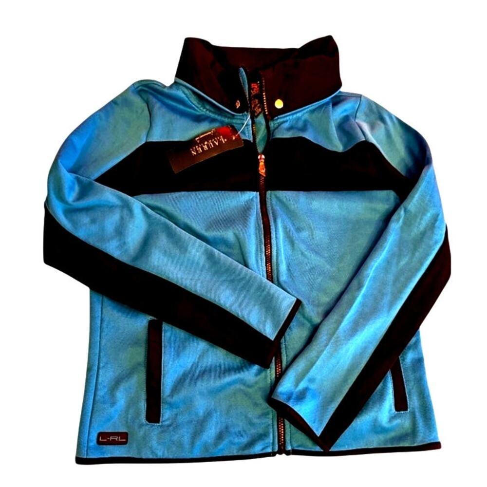 NWT Lauren Ralph Lauren Activewear Zip Jacket Blue/Black Women's Large